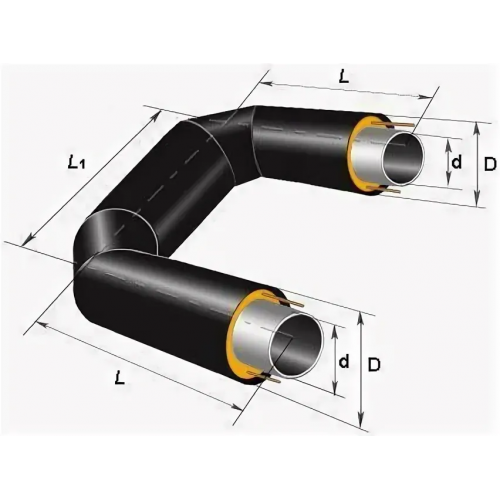 П-образный компенсатор ППУ ОЦ тип 2 Ст10 38х3х42,95х1000 мм ГОСТ 10704-91